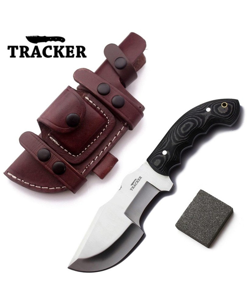 Handmade G10 Handle D2 Tool Steel Tactical Hunting Knife with Leather