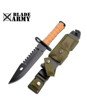 Military Tactical Survival Knife with Saw-Back Blade and Sheath