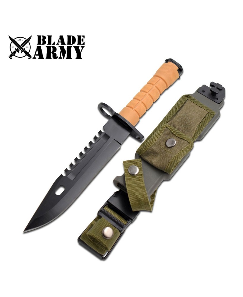 Military Tactical Survival Knife with Saw-Back Blade and Sheath