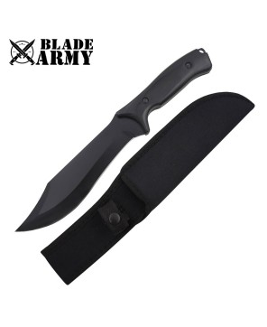 Tactical Stainless Steel Survival Knife with Wooden Handle & Sheath