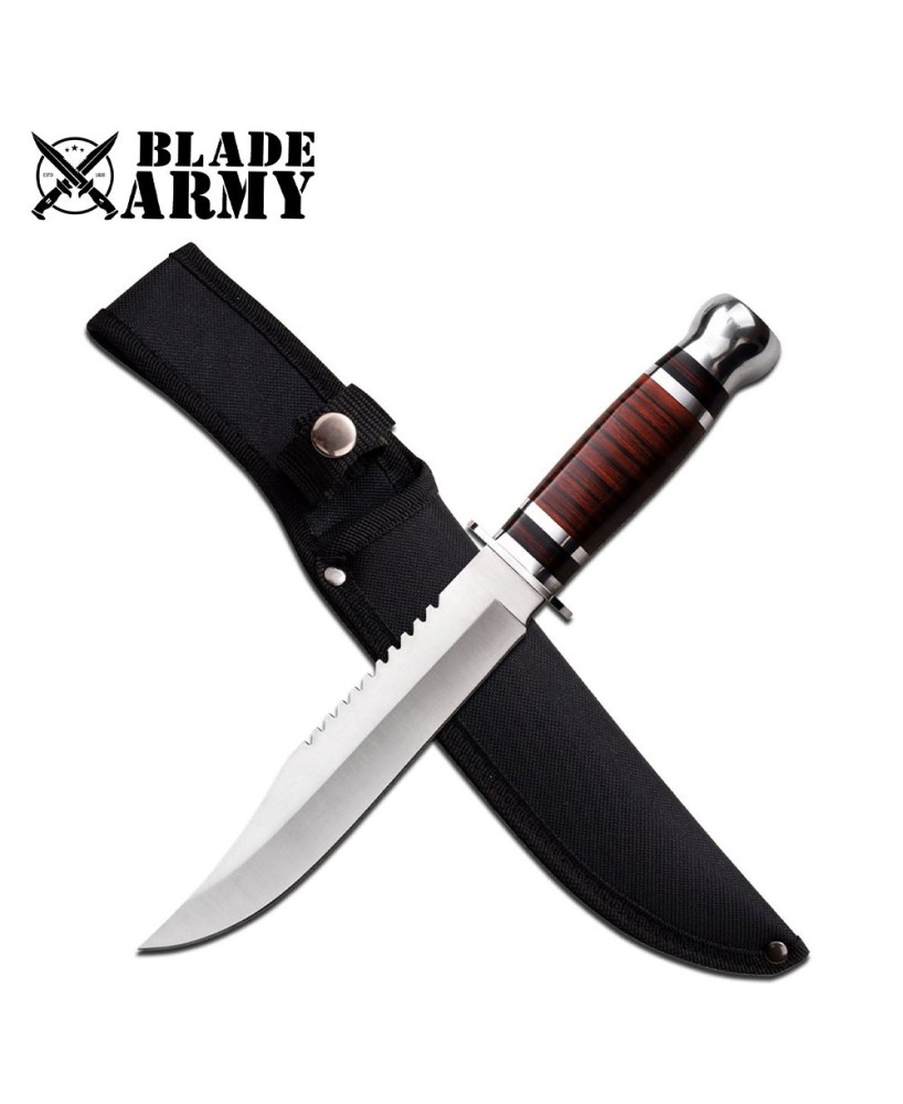 Survivor Fixed Blade Hunting Knife with Color Wood Handle