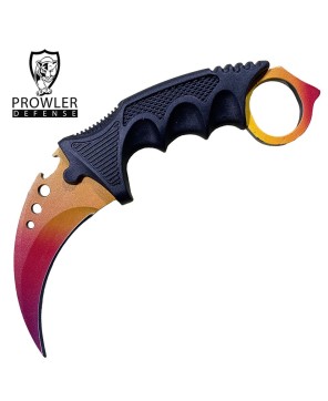 7.6" Yellow Blood Karambit Neck Knife - Tactical Full-Tang Blade