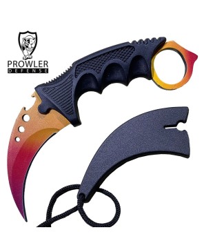 7.6" Yellow Blood Karambit Neck Knife - Tactical Full-Tang Blade