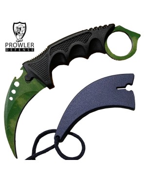 7.6" Green Gamma Karambit Neck Knife - Tactical Full-Tang Blade