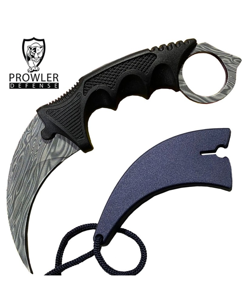 7.6" Damascus Pattern CSGO Karambit Knife with Sheath