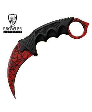 7.6" Red Spider Web CSGO Karambit Knife with Sheath