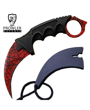 7.6" Red Spider Web CSGO Karambit Knife with Sheath