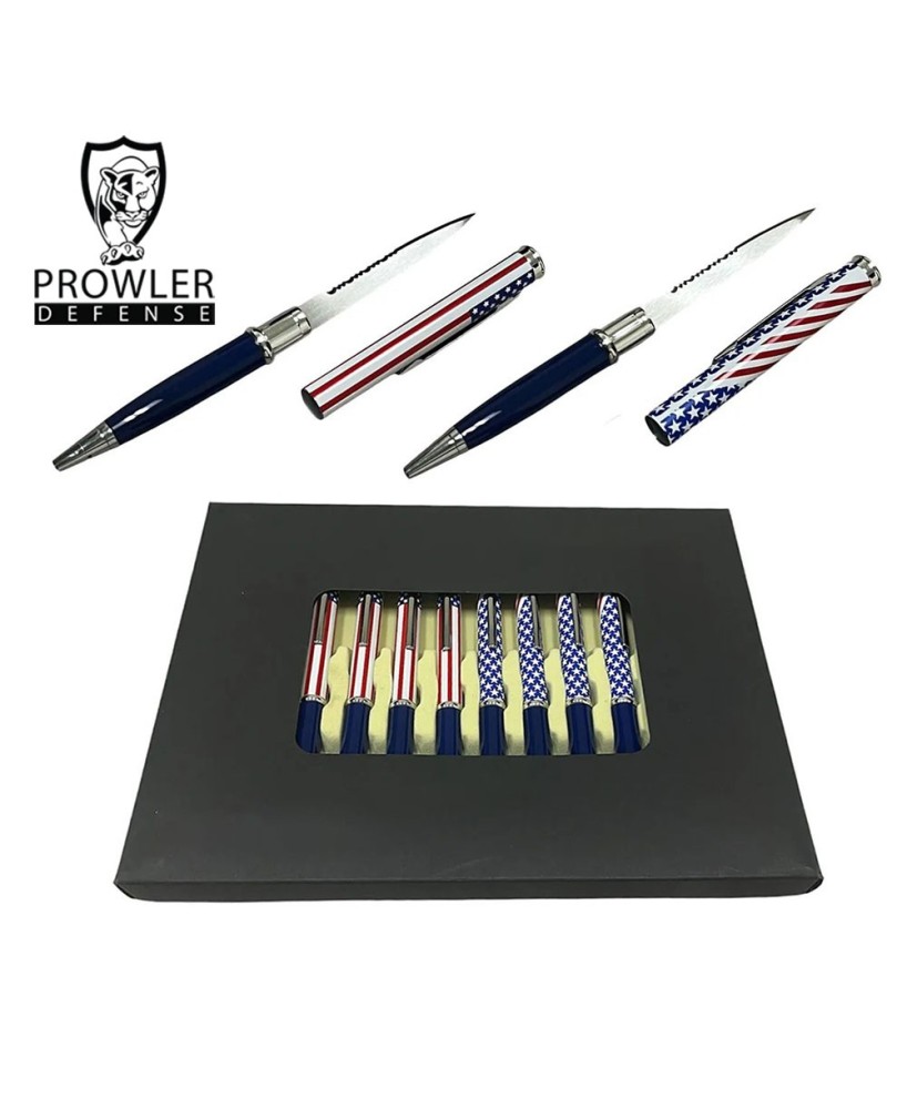 12 Pcs American Flag Pen Knife Set – Hidden Blade Pens