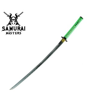 Handmade Japanese Samurai Katana Sword with Green Tsuka-Ito