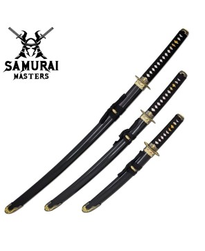 Two-Tone Dragon 3-Piece Samurai Katana Set with Display Stand