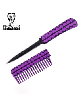 Self-Defense Brush Comb with Hidden Knife – Purple Hearts