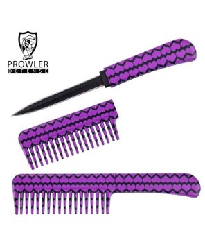 Self-Defense Brush Comb with Hidden Knife – Purple Hearts