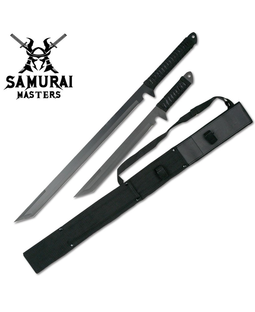 Black Twin Ninja Sword Set Stainless Steel Blades