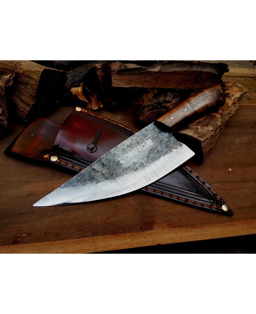 Superstition – Handcrafted Brut de Forje 5160 Steel Blade with Leather