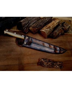 The Creole – 1095 Carbon Steel Chef Knife with Leather Sheath