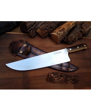 The Creole – 1095 Carbon Steel Chef Knife with Leather Sheath