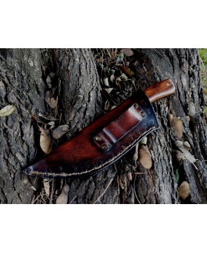 Alunau Heavy-Duty Butcher Knife - Handmade Leather Sheath