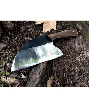 The Devil Serbian Knife – Carbon Steel Cleaver with Leather Sheath