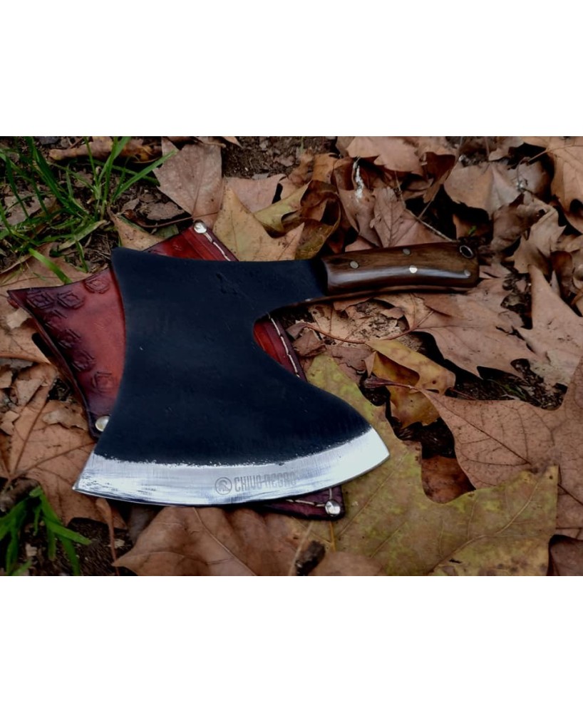 Carbon Steel Axe with Leather Sheath for Outdoor Survival