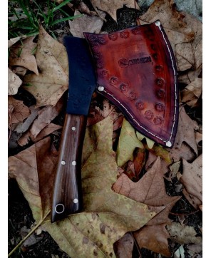 Carbon Steel Axe with Leather Sheath for Outdoor Survival