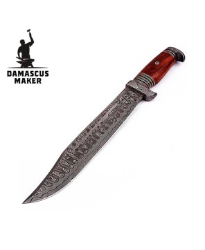 Custom Damascus Bowie Hunting Knife