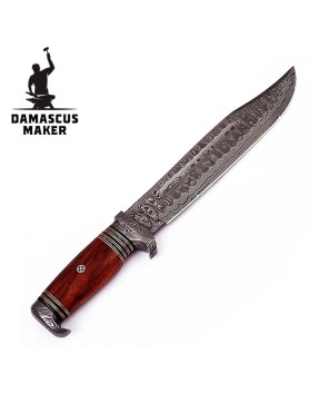 Custom Damascus Bowie Hunting Knife