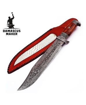 Custom Damascus Bowie Hunting Knife