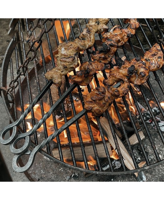 Heavy Duty Forged Skewers – Handcrafted Set of 4 for Outdoor Cooking