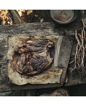 Hand-Forged Cleaver Knife | Rustic Butcher’s Blade with Sheath