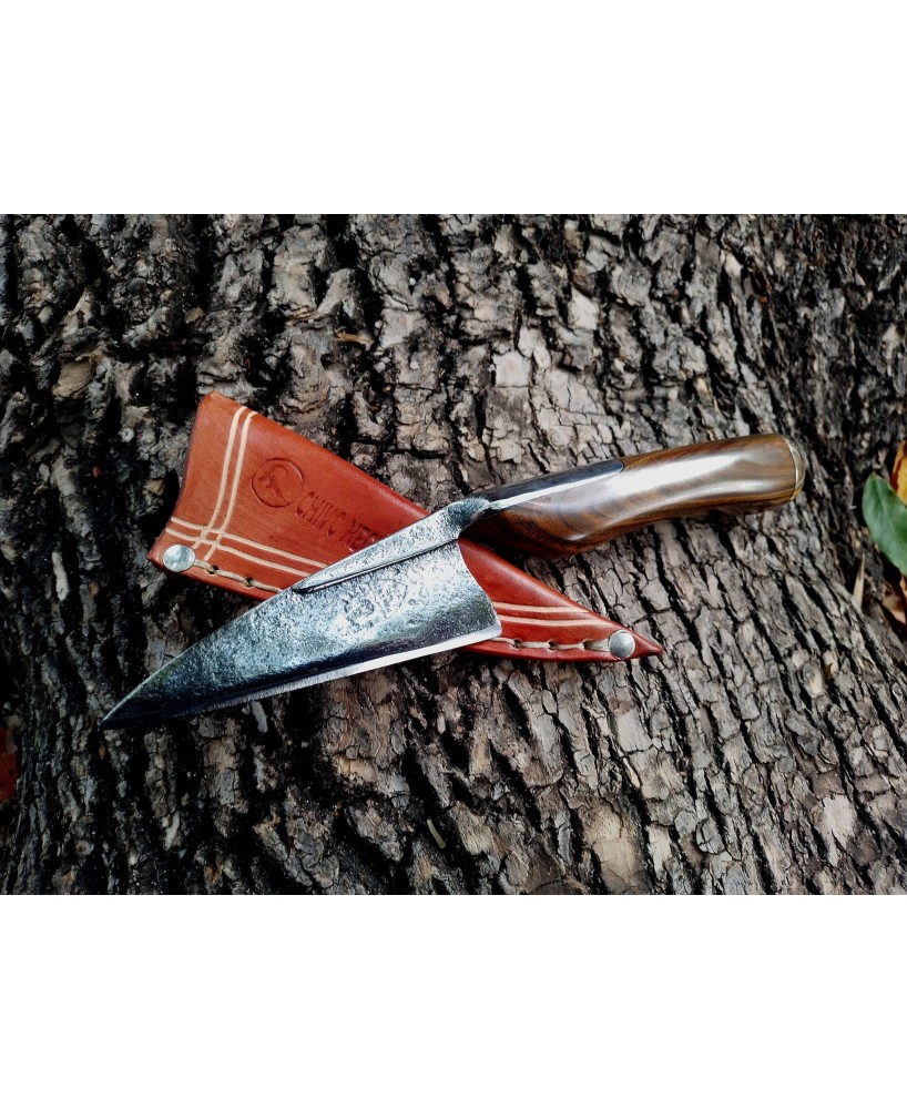 The Little Blood Veronica Knife – Vintage Steel BBQ Knife with Leather