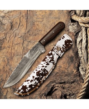 Handcrafted Hunting Knife | Wood Handle & Leather Sheath