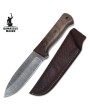 Handmade Damascus Bushcraft Knife with Chestnut Wood Handle