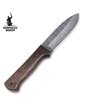 Handmade Damascus Bushcraft Knife with Chestnut Wood Handle
