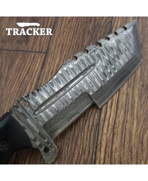 Custom Handmade Damascus Steel Tracker Knife with G10 Handle