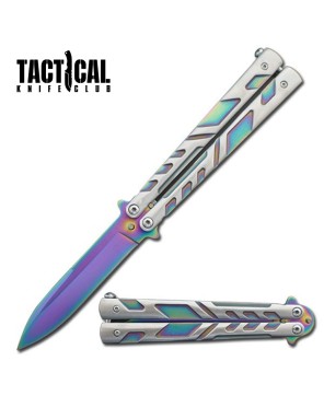 5" Closed Length Rainbow Venom Balisong Butterfly Knife