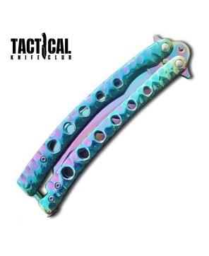 The Predator Curved Rainbow Blade Butterfly Knife 9"