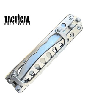 Silver Folding Knuckle Butterfly Knife 11" Tactical Combat