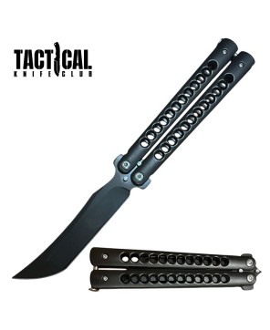 Black Drop Point Balisong Butterfly Knife – 8.25" Flipper