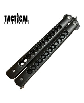 Black Drop Point Balisong Butterfly Knife – 8.25" Flipper