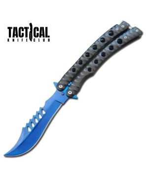 Predator Curved Blue Blade Butterfly Knife – Durable & Stylish