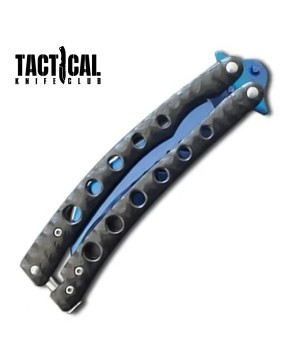 Predator Curved Blue Blade Butterfly Knife – Durable & Stylish