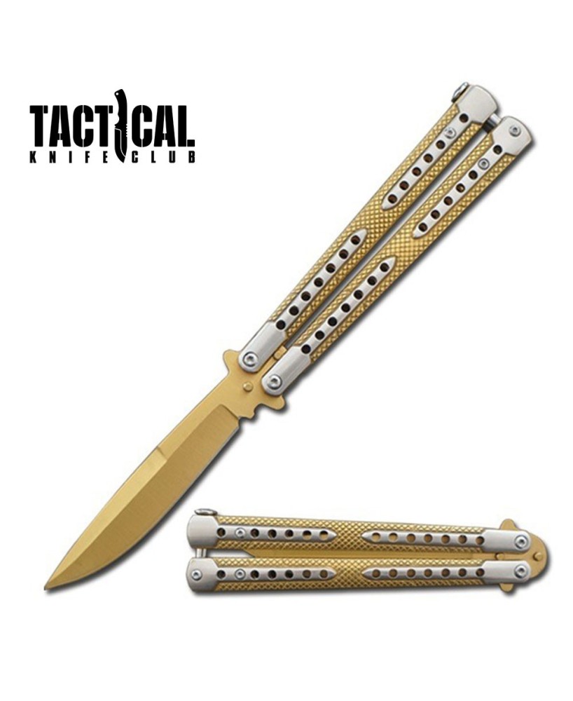 Swift Golden Balisong Two-Tone Titanium Butterfly Knife