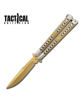 Swift Golden Balisong Two-Tone Titanium Butterfly Knife