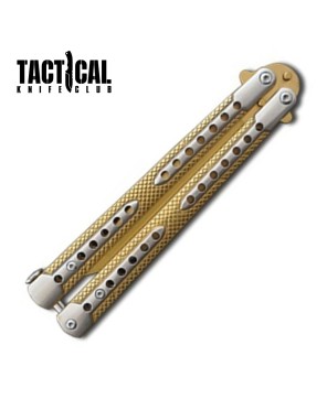 Swift Golden Balisong Two-Tone Titanium Butterfly Knife