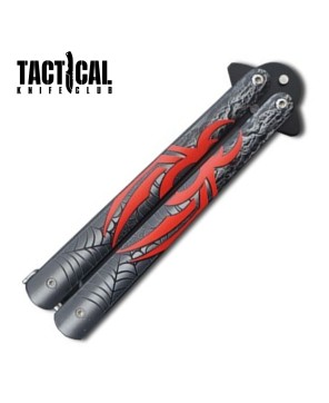 Red Spider Balisong Butterfly Knife – 8.75" Black Blade