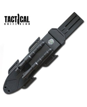 Tactical Fixed Blade Bowie Survival Knife with Fire Starter