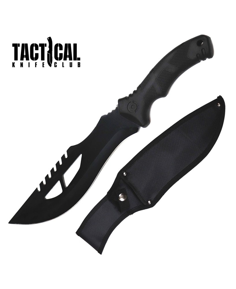 Black Fixed Blade Hunting Bowie Machete Knife 15" Outdoor Tool