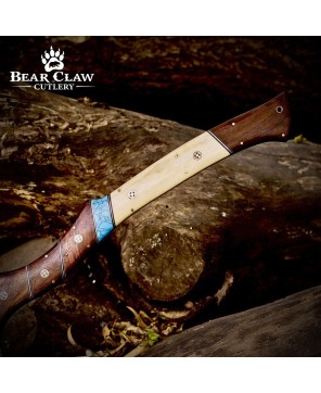 Handmade Carbon Steel Camping Axe with Leather Sheath