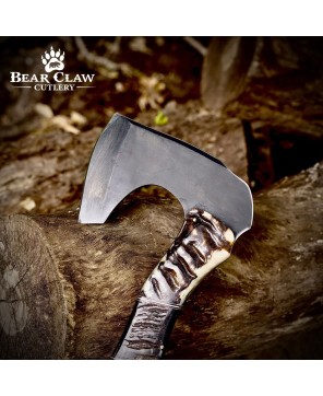 Handmade Forged Camping Axe with Leather Sheath