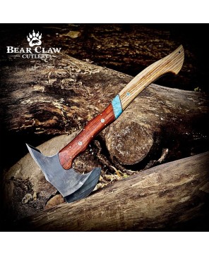 Handmade Carbon Steel Forged Axe – 17" Camping & Bushcraft Tool